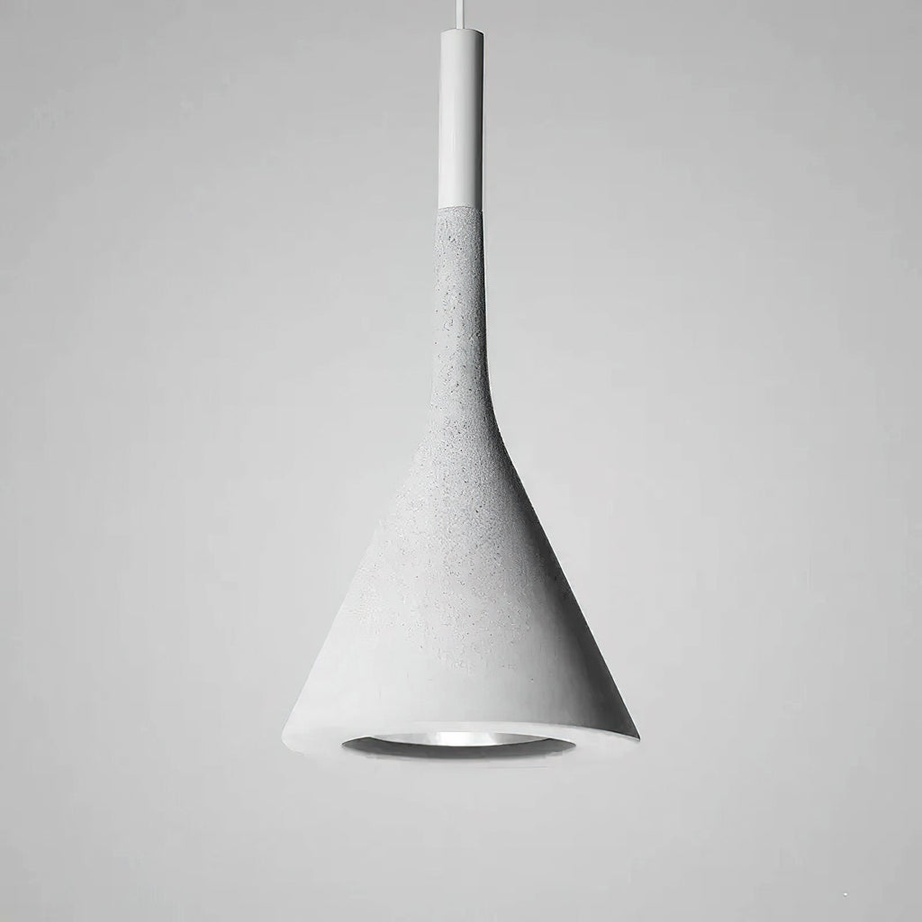 Light grey concrete Clérachic pendant on a pale grey backdrop, with a white top collar and a fine speckled texture.