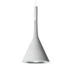 Front view of this white concrete Clérachic pendant on a plain backdrop, with a white collar and a silver-lined opening.