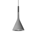 Front view of a mid-grey concrete Clérachic pendant on white, with a black collar above the tapered shade.