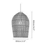 Clérachic pendant light dimension drawing, 1 of 3, every measurement marked in centimetres and inches.