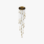 Studio view of the 20-light Clérachic Teardrop Crystal Chandelier, gold canopy and amber-tipped glass drops.