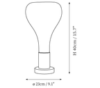 Dimension drawing of this Clérachic table lamp, with its height and width marked.