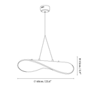 Dimension drawing of this Clérachic silk pendant, with its 15 cm height and 60 cm width marked.