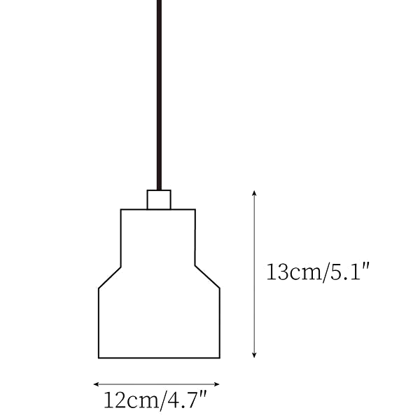 Dimension drawing of this Clérachic pendant, with its 13 cm height and 12 cm width marked.