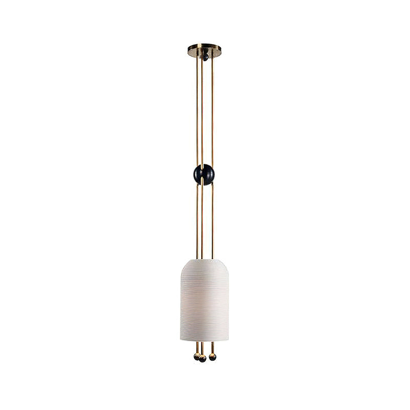 A Clérachic white pendant on a plain white backdrop, with a black ball on the three rods and a dark canopy above.