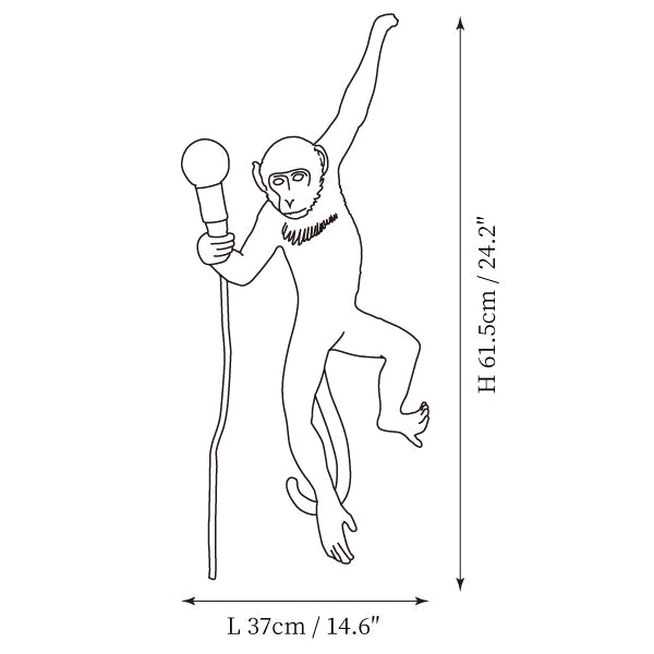 Clérachic wall light dimension drawing, every measurement marked in centimetres and inches.