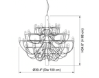 Dimension drawing of this Clérachic chandelier, with its height of 88 cm and diameter of 100 cm marked.