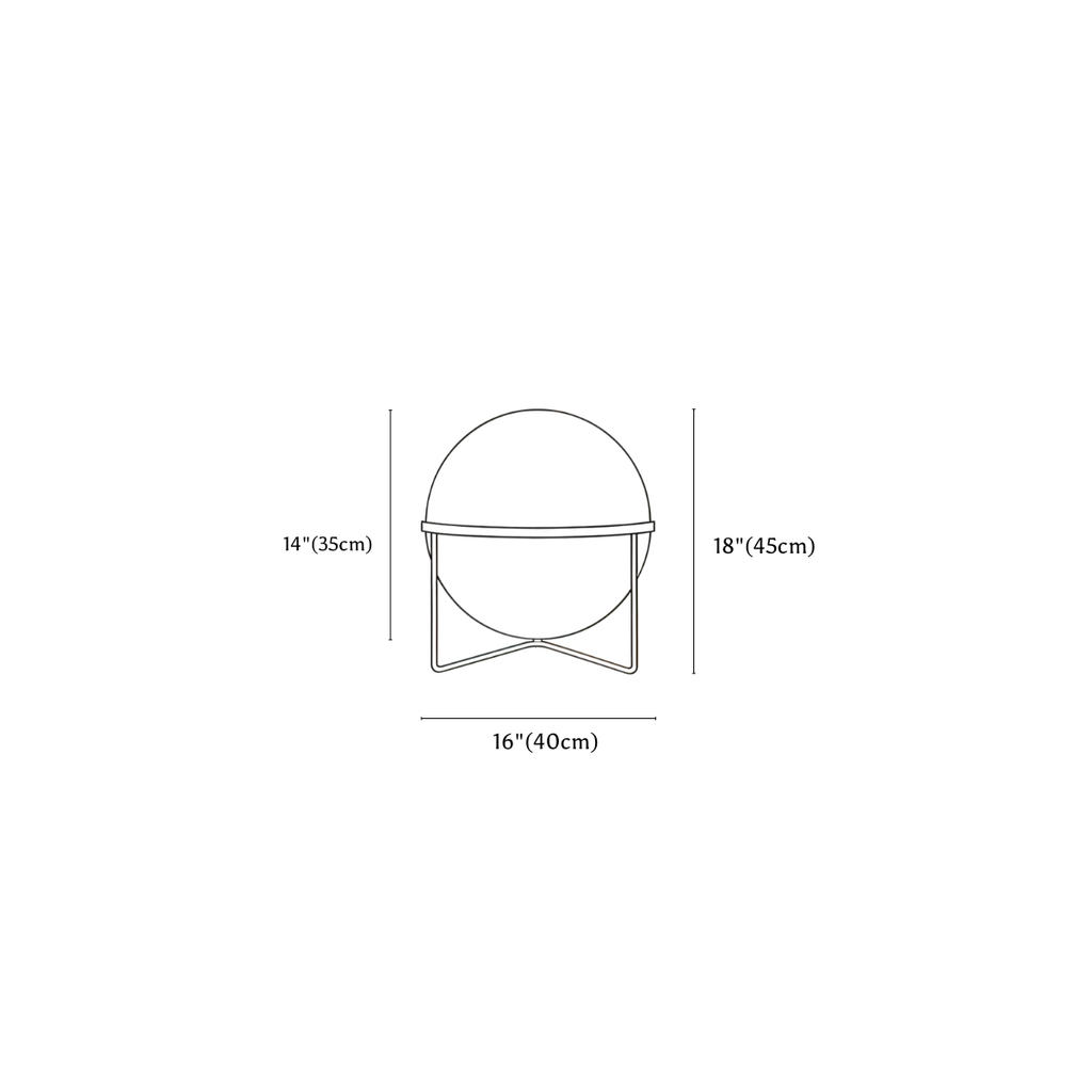 Clérachic floor lamp dimension drawing, 1 Tier, 40 × 45 cm, every measurement marked in centimetres and inches.