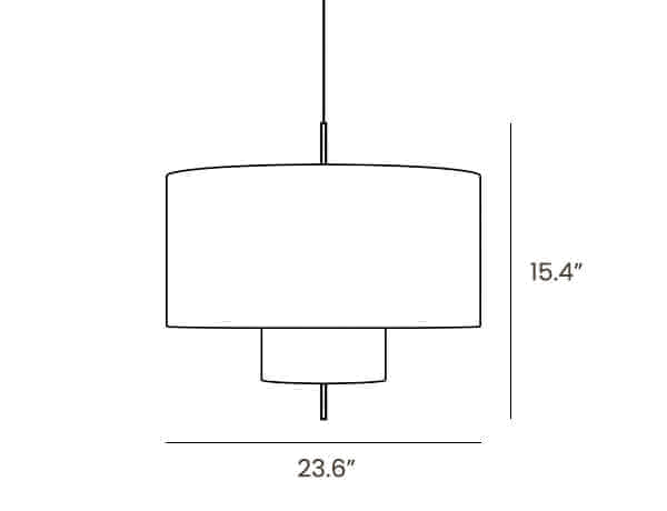 Dimension drawing of this Clérachic pendant, with its height and diameter marked.