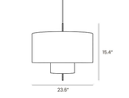 Dimension drawing of this Clérachic pendant, with its height and diameter marked.