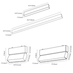 Clérachic light dimension drawing, Floodlight, every measurement marked in centimetres and inches.