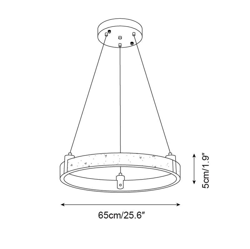Dimension drawing of this Clérachic pendant, with its height and width marked.