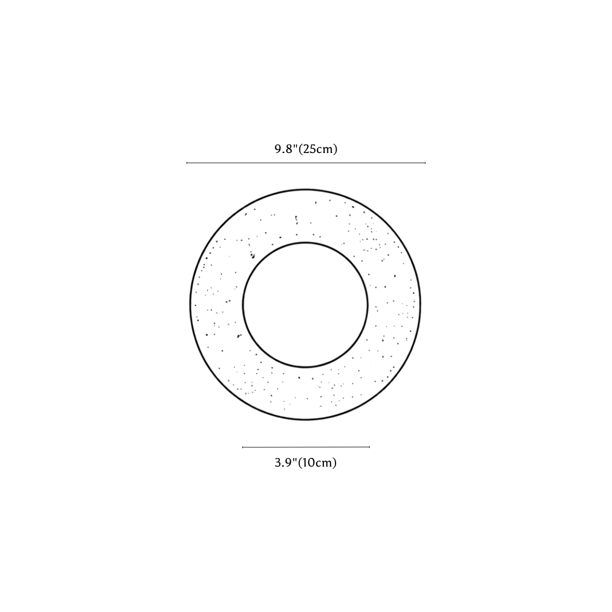 Clérachic wall light dimension drawing, every measurement marked in centimetres and inches.