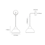 Clérachic wall light dimension drawing, 2 of 2, every measurement marked in centimetres and inches.