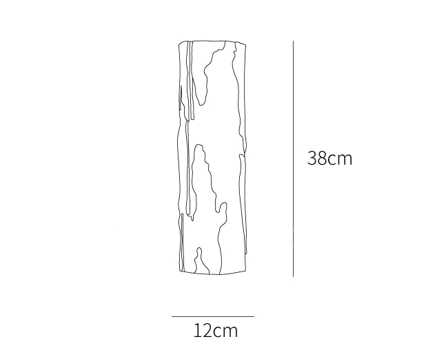 Dimension drawing of this Clérachic wall light, with its 38 cm height and 12 cm width marked.