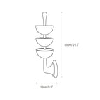 Dimension drawing for the Clérachic triple-dome alabaster wall sconce, 55cm/21.7″ tall and 15cm/5.9″ wide.