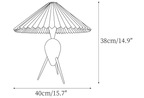 Clérachic table lamp dimension drawing, every measurement marked in centimetres and inches.