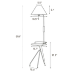 Dimension drawing of this Clérachic floor lamp, with its overall height and width marked.