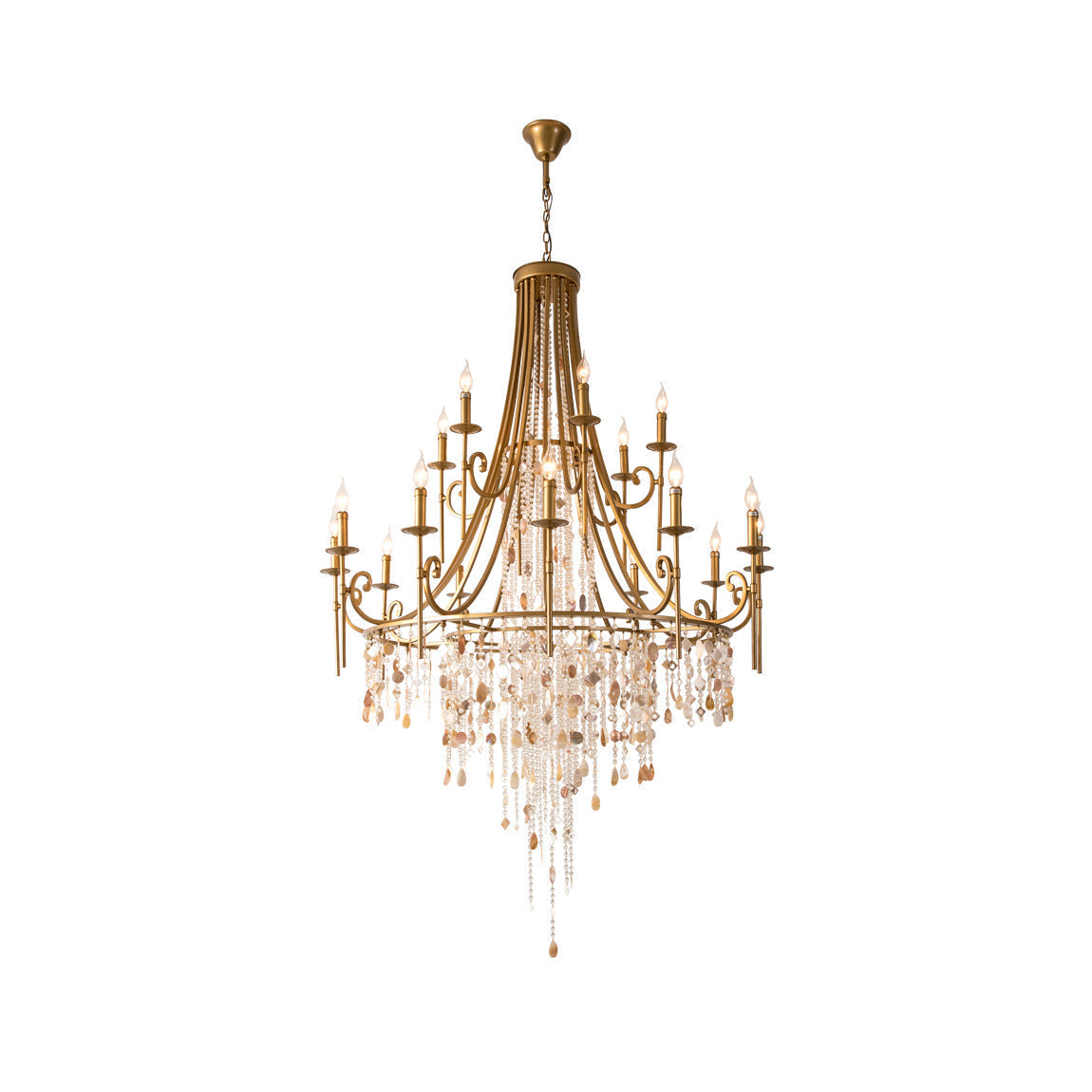 The Clérachic Trove in brass cut out on white, showing the full tapered silhouette from canopy to tip.