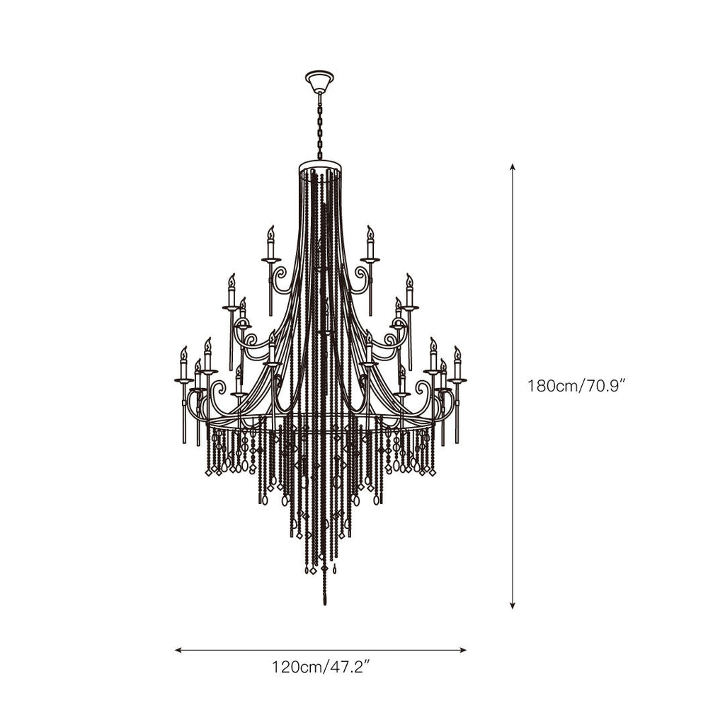 The Clérachic Trove drawn at 120 cm / 47.2 in diameter with a 180 cm / 70.9 in overall height.