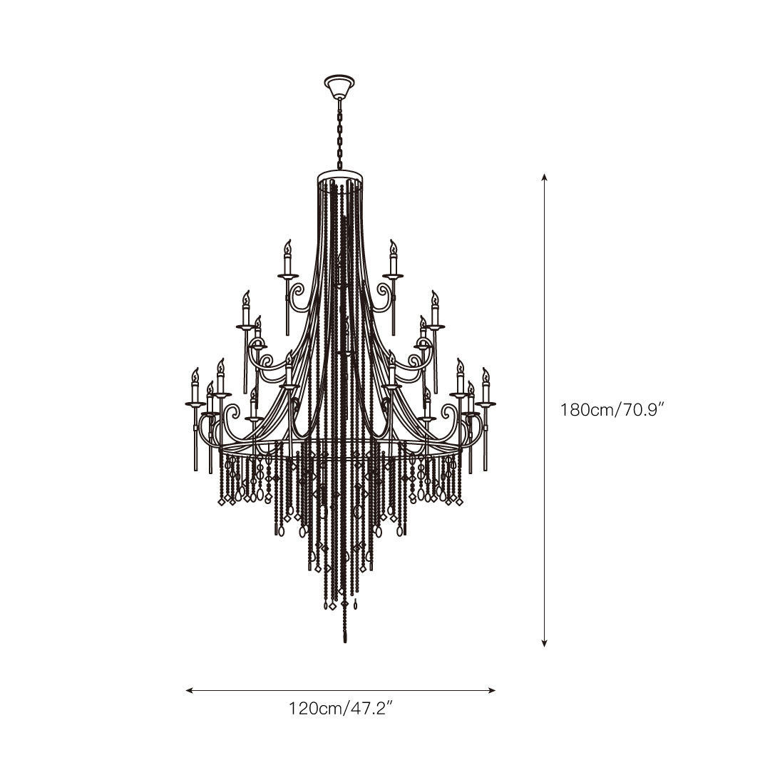 The Clérachic Trove drawn at 120 cm / 47.2 in diameter with a 180 cm / 70.9 in overall height.