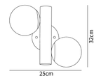 Dimension drawing of this Clérachic wall sconce, with its 32 cm height and 25 cm width marked.