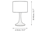 Dimension drawing of this Clérachic table lamp, with its height and width marked.
