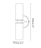 Clérachic wall light dimension drawing, every measurement marked in centimetres and inches.