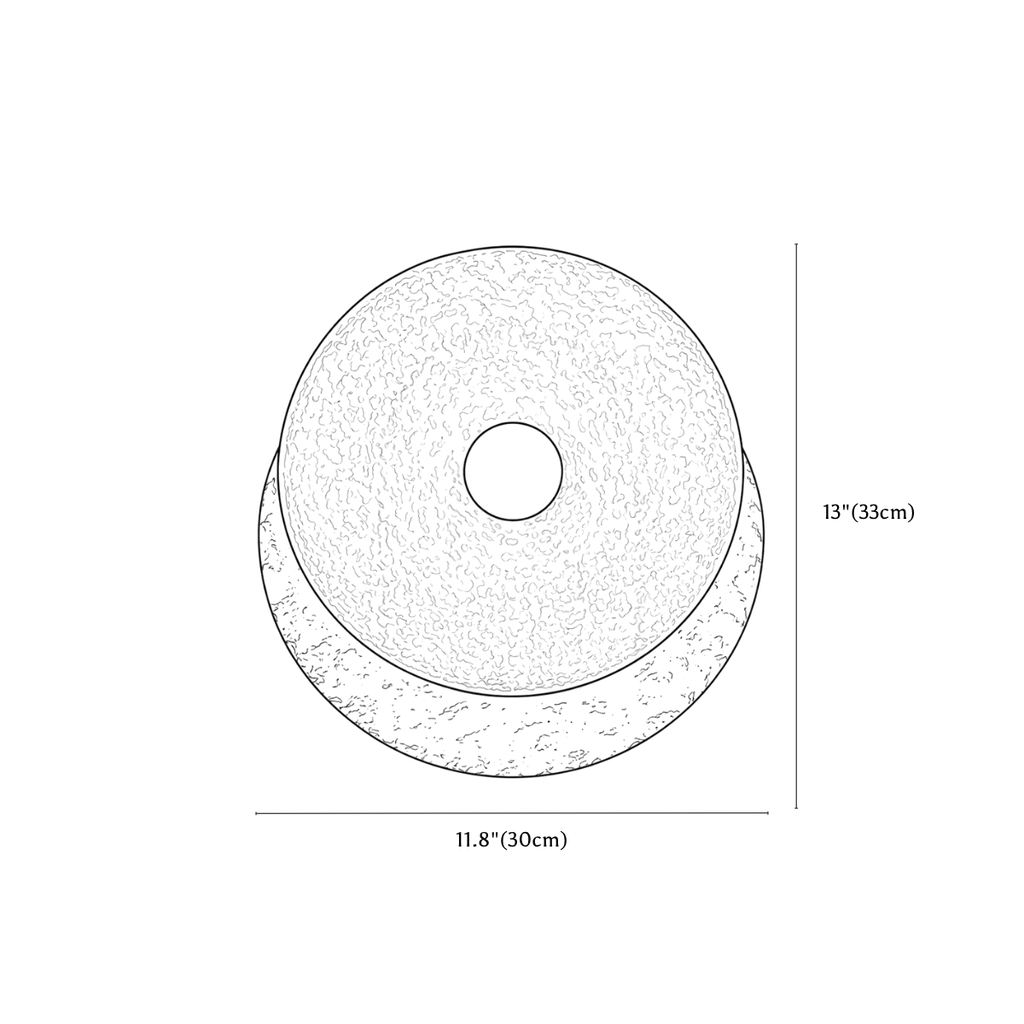 Clérachic wall light dimension drawing, every measurement marked in centimetres and inches.