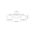 Clérachic wall light dimension drawing, every measurement marked in centimetres and inches.