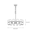 Dimension drawing for the Clérachic Two-Ring Chandelier, 60cm/23.6″ across and 16cm/6.3″ tall.