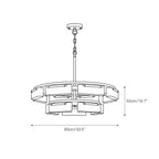 Dimension drawing for the Clérachic two-tier alabaster ring chandelier, 85 cm (33.5″) across and 50 cm (19.7″) high.