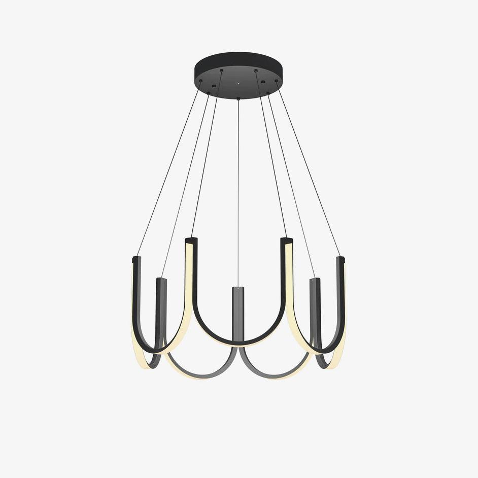 Clérachic looped arm pendant on grey, angled to show the depth of each U-module.
