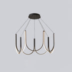 Clérachic looped arm pendant on grey, canopy and cables squared up straight on.