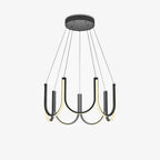 Clérachic looped arm pendant small on white, showing the full drop from canopy to arms.