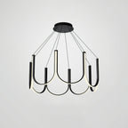 Clérachic looped arm pendant on grey, three-quarter view with the canopy in frame.