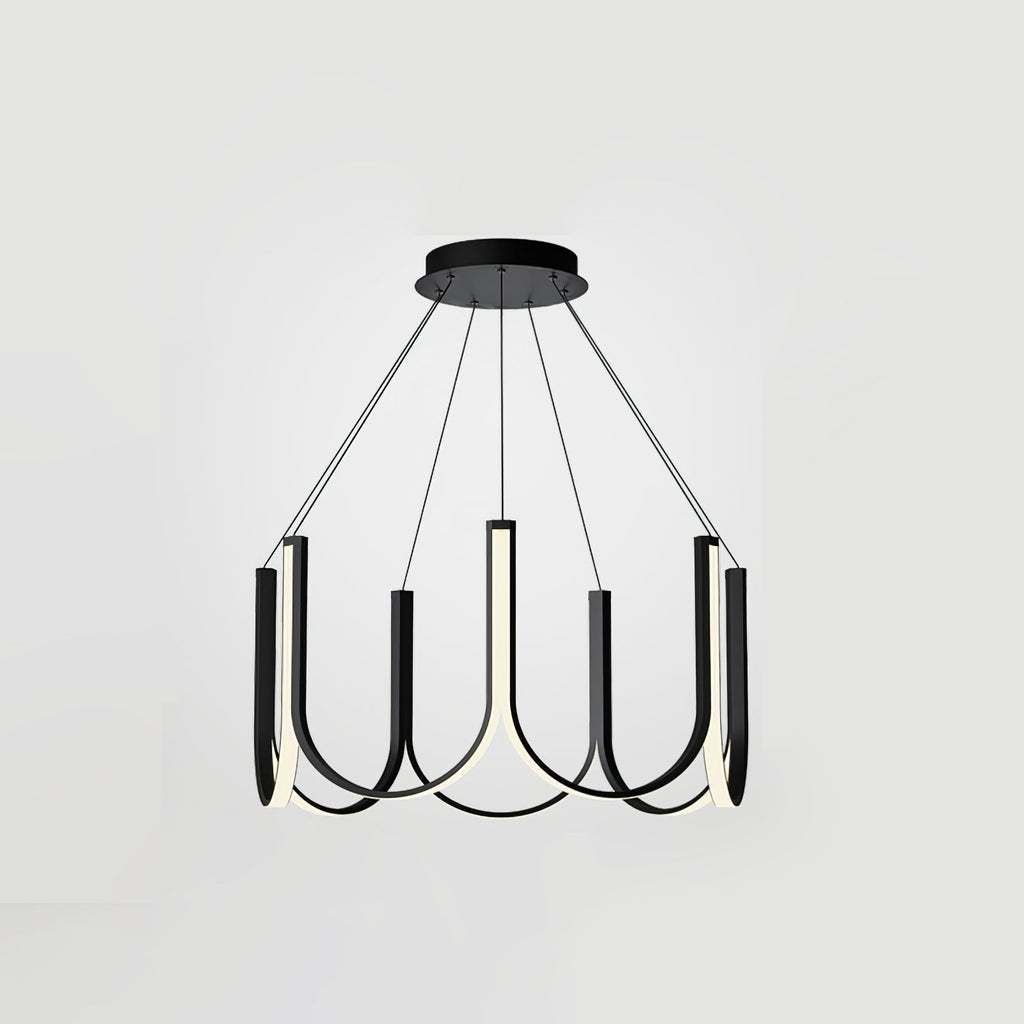 Clérachic looped arm pendant on white, straight on, every loop evenly spaced.