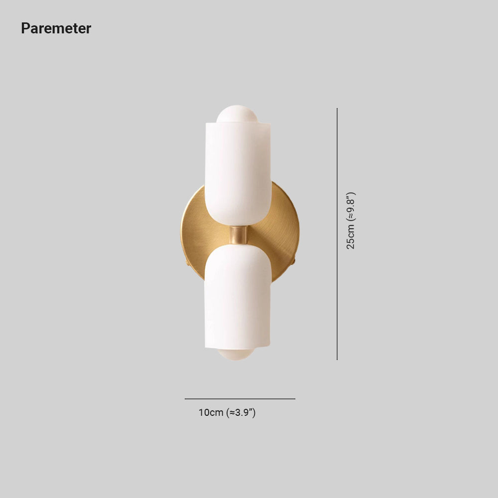 Dimension drawing for the Clérachic opal wall sconce, 25cm (9.8″) tall on a round backplate 10cm (3.9″) across.