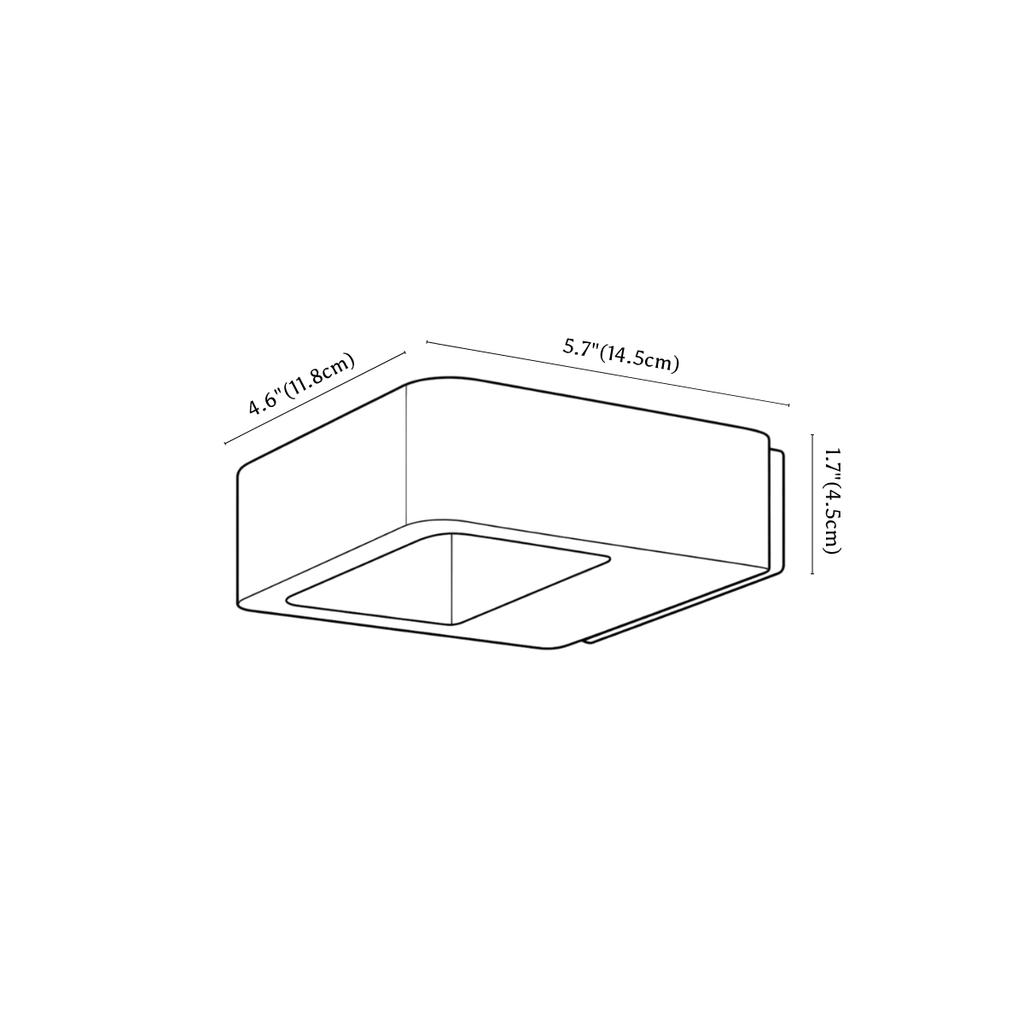 Clérachic wall light dimension drawing, every measurement marked in centimetres and inches.