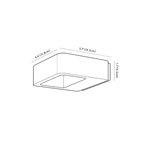 Clérachic wall light dimension drawing, every measurement marked in centimetres and inches.