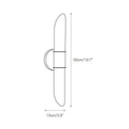 Dimension drawing for the Clérachic Up-Down Wall Sconce, 50cm/19.7″ tall and 10cm/3.9″ deep at the wall.