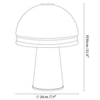 Dimension drawing of the verdura dome small table lamp, in outline against white.