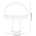 Dimension drawing of the verdura dome table lamp, in outline against white.