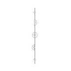 Line drawing of this Clérachic three-disc sconce in side view, showing two half discs and a full disc on one rod.