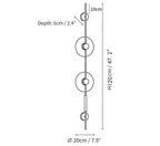Dimension drawing of this Clérachic two-disc sconce, with its 120 cm (47.2″) height, 20 cm (7.9″) width and 6 cm (2.4″) depth marked.