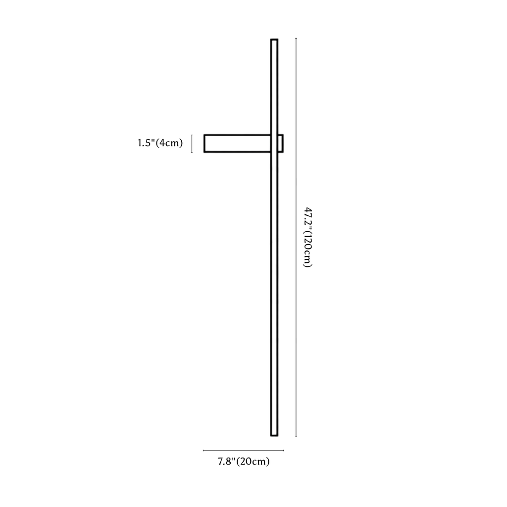 Clérachic wall light dimension drawing, 3 of 3, every measurement marked in centimetres and inches.