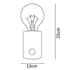 Dimension drawing of the very nice table lamp, in outline against white.