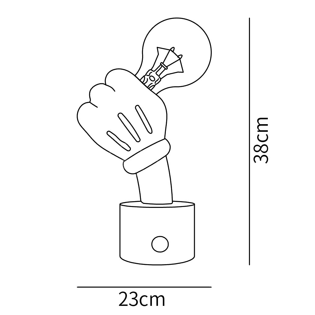 Dimension drawing of the very nice table lamp, in outline against white.