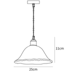 Dimension drawing of this Clérachic bell pendant, with its 11 cm height and 25 cm width marked.