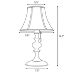 Dimension drawing of this Clérachic table lamp, with its 50 cm (19.7″) height and 30 cm (11.8″) shade width marked, plus 19 cm (7.5″) base and 14 cm (5.5″) top.